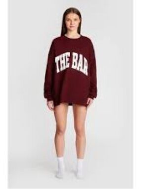 THE BAR Oversized VARSITY SWEATSHIRT MAROON Sz XL